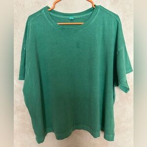 Old Navy Oversized vintage cut Crewneck Tee in Teal Green xxl women’s flawed